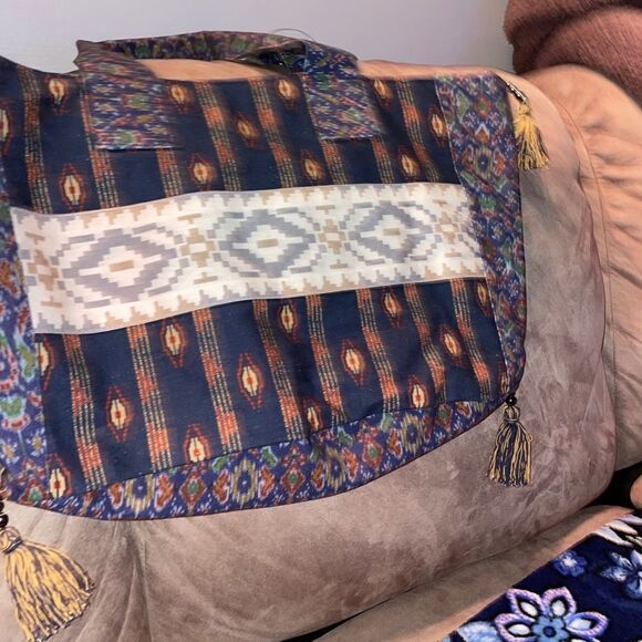 Free People Basel Tassel Patchwork Tote In Southwestern Pattern NWOT - Picture 10 of 10